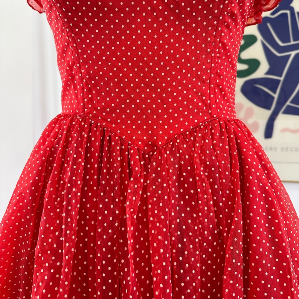 Vintage 70’s/80’s Polka Dot Ruffle Gown - Picture 8 of 16